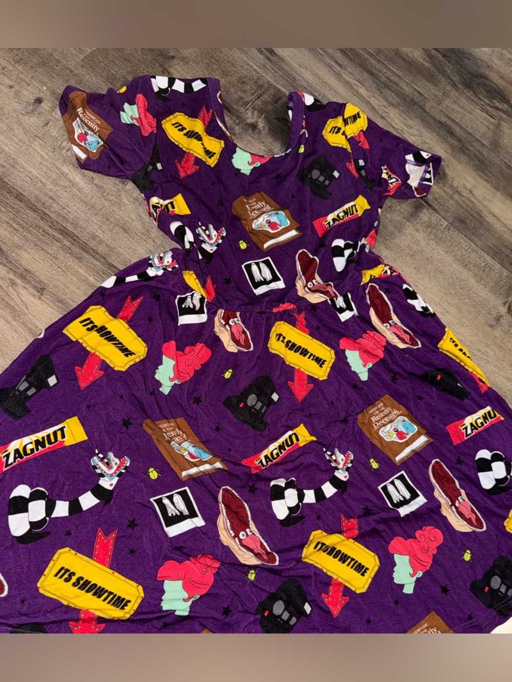 Made With Magic Beetlejuice Twirl Dress Girls 3/4T Bamboo Halloween Tim Burton